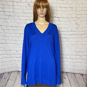 NWT New Cable & Gauge Blue Long Sleeve V-Neck Sweater Size 3X